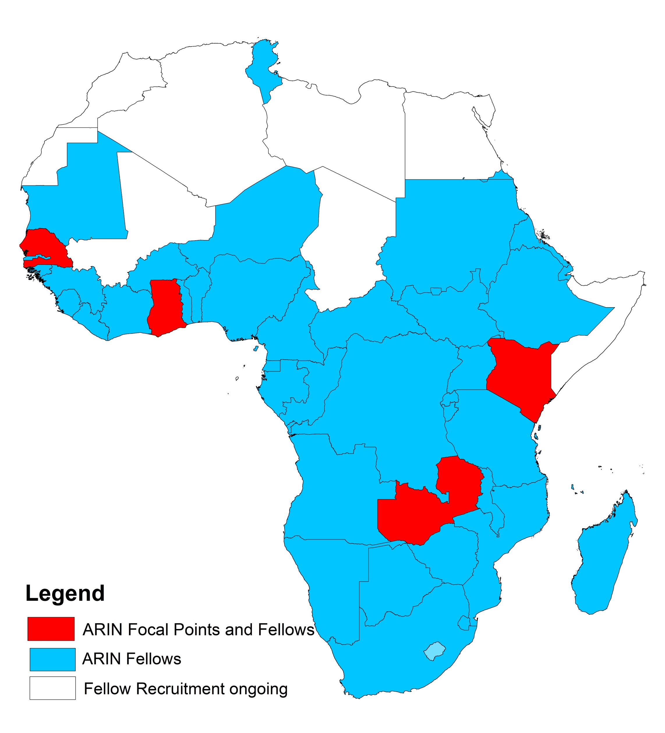 ARIN Fellows Distribution Across Africa